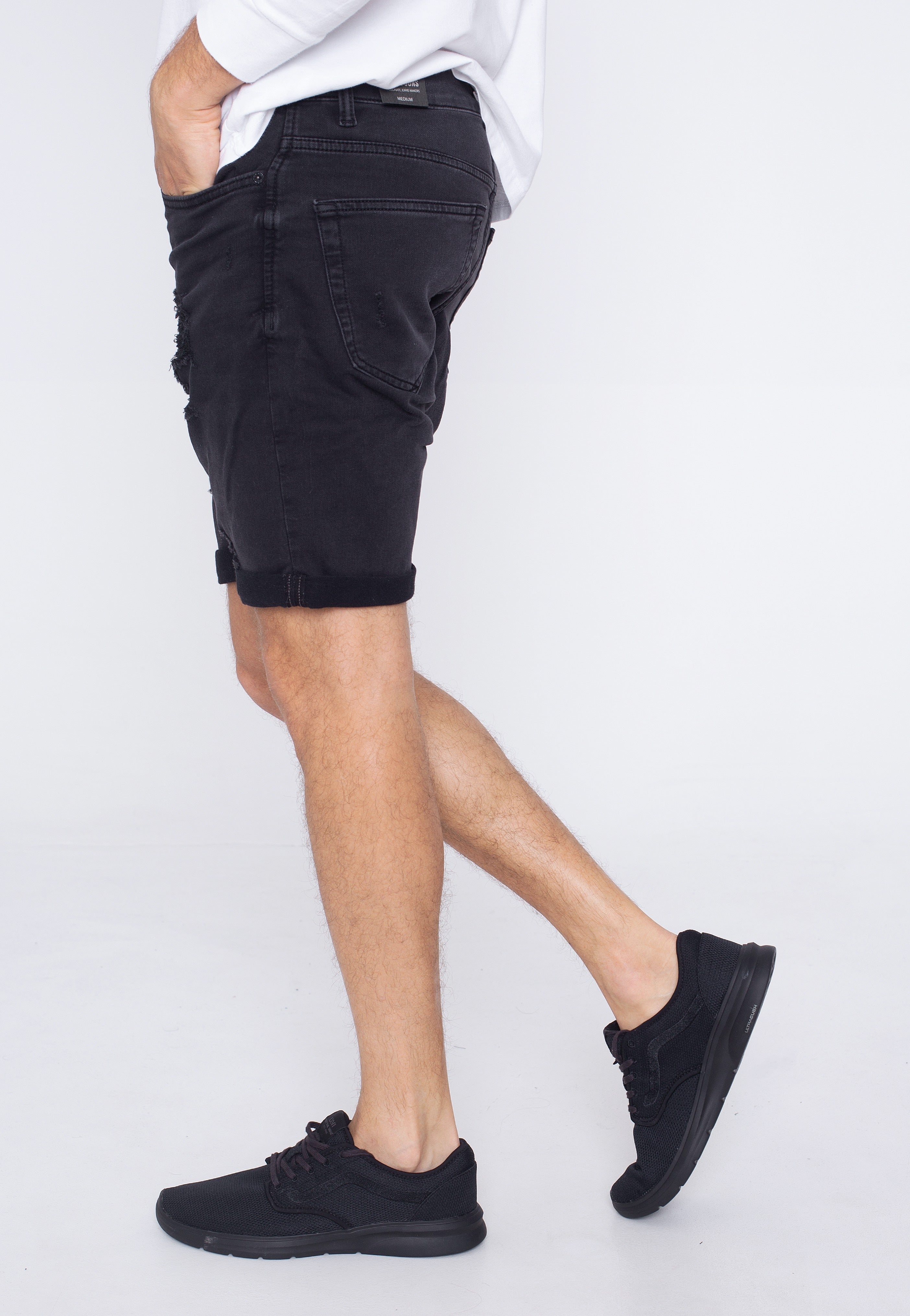 Only & Sons - Onsply Damage Jog Black Denim - Shorts | Men-Image