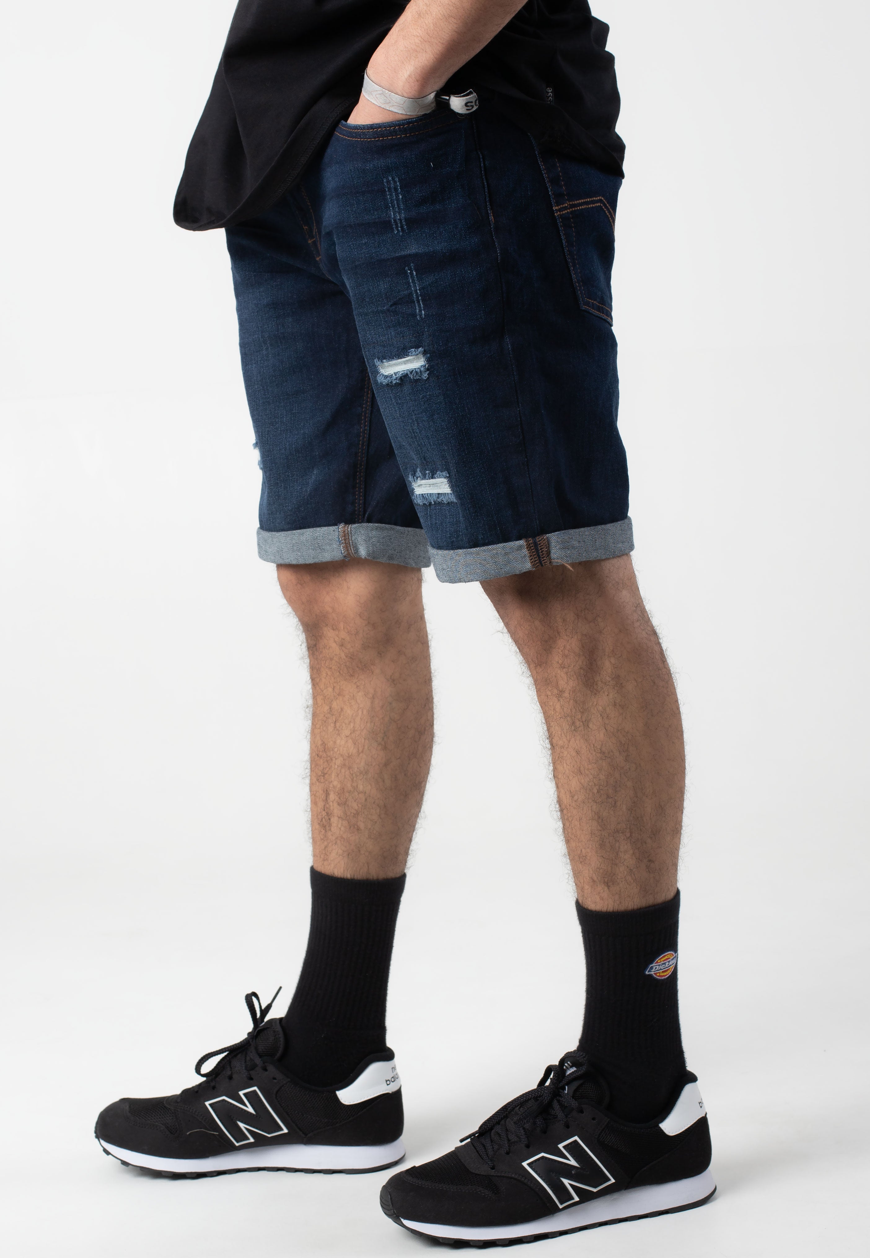 Indicode - Kaden Holes Blue - Shorts | Men-Image