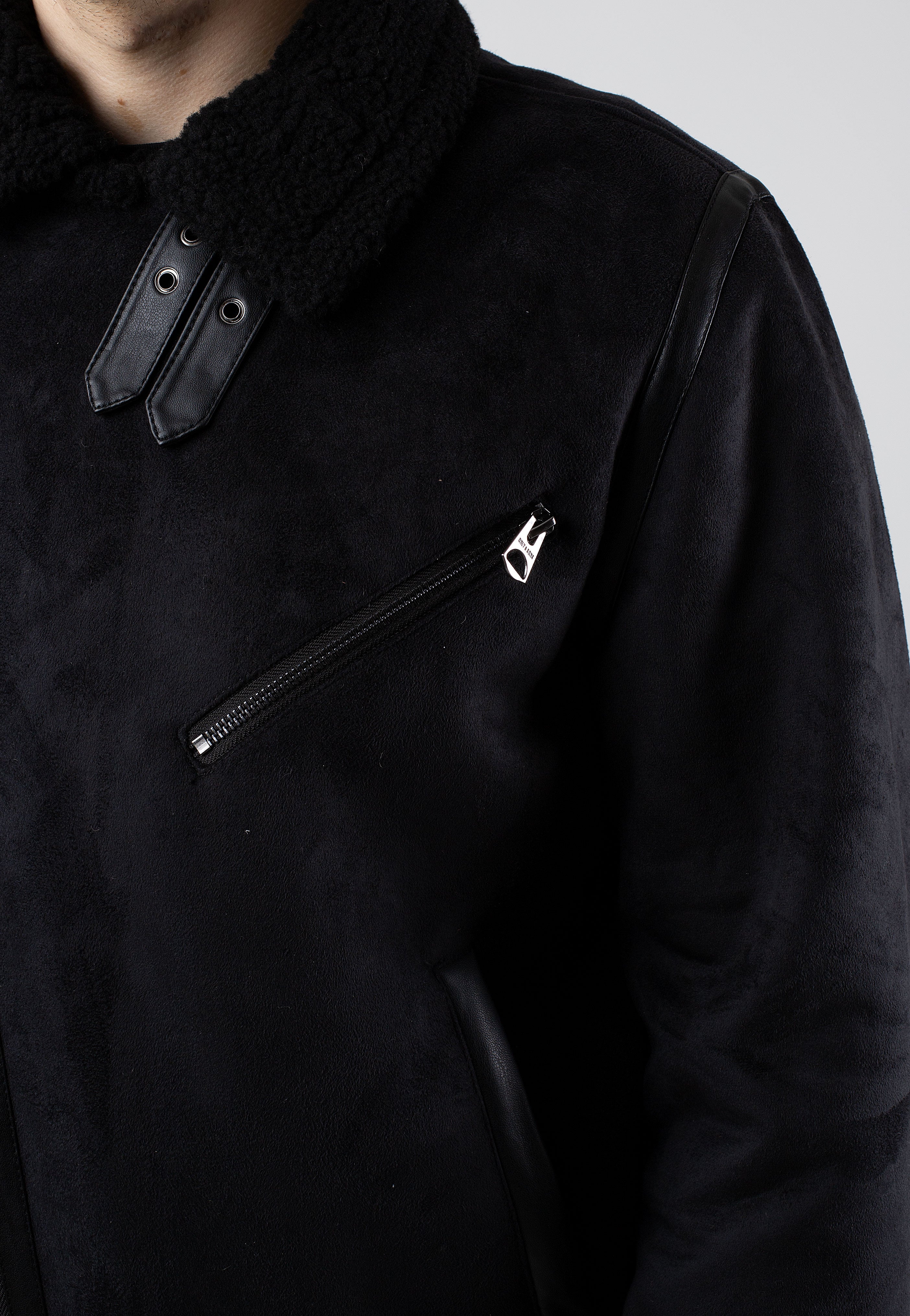 Only & Sons - Robyn Fake Suede Aviator Black - Jacket | Men-Image