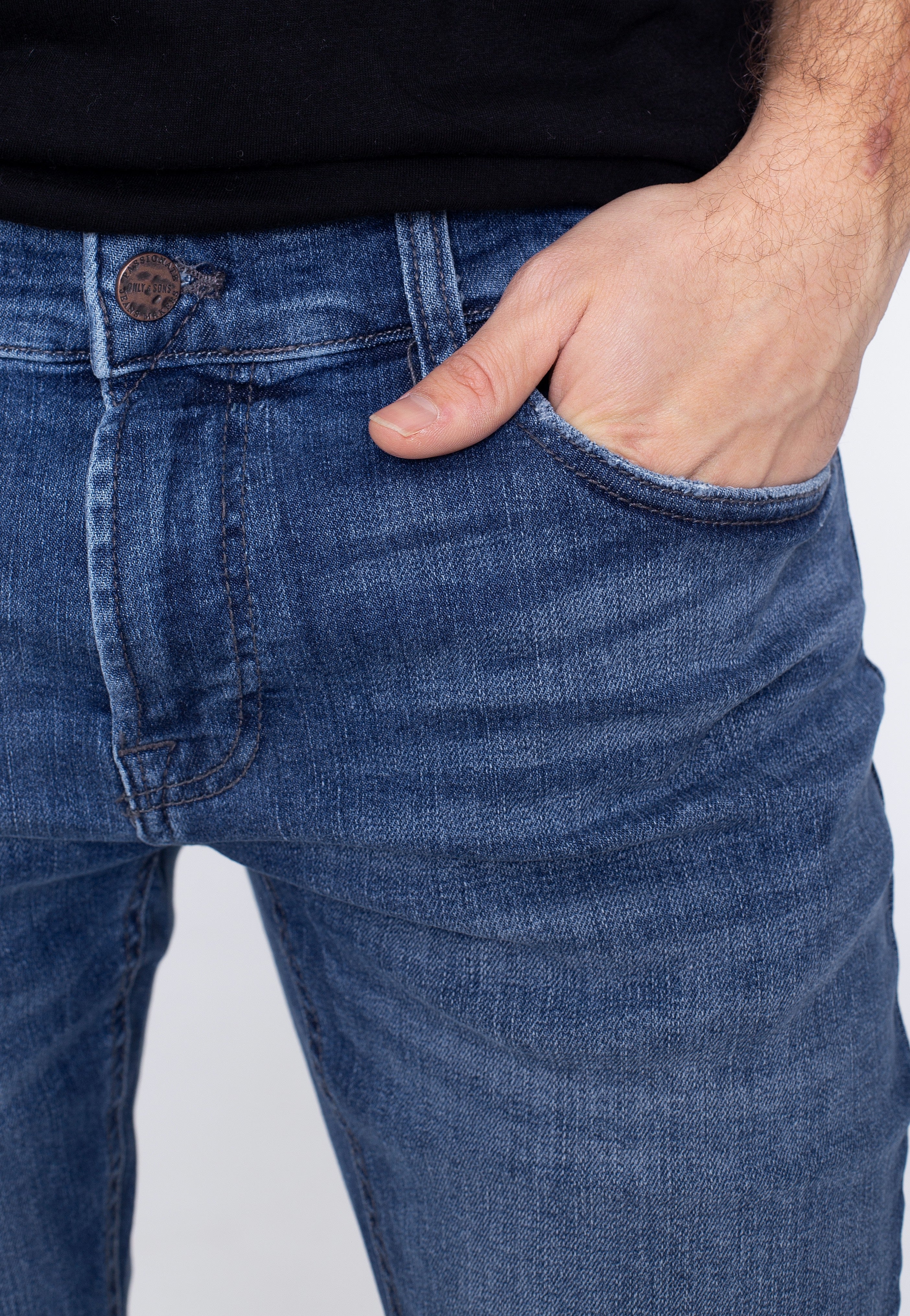 Only & Sons - Loom Mid Blue Slim Blue Denim - Jeans | Men-Image