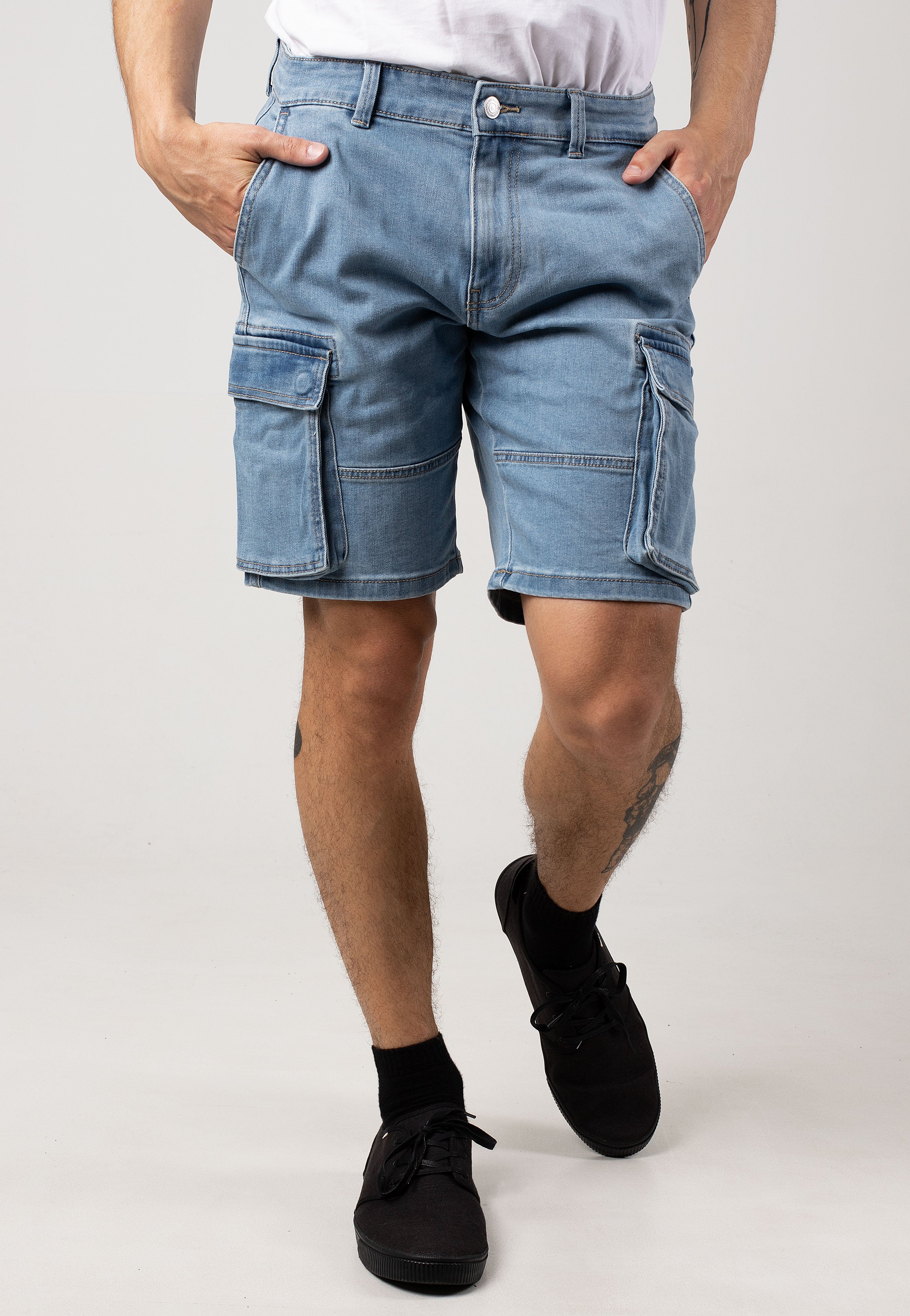 Only & Sons - Cam Stage Cargo Light Blue Denim - Shorts | Men-Image