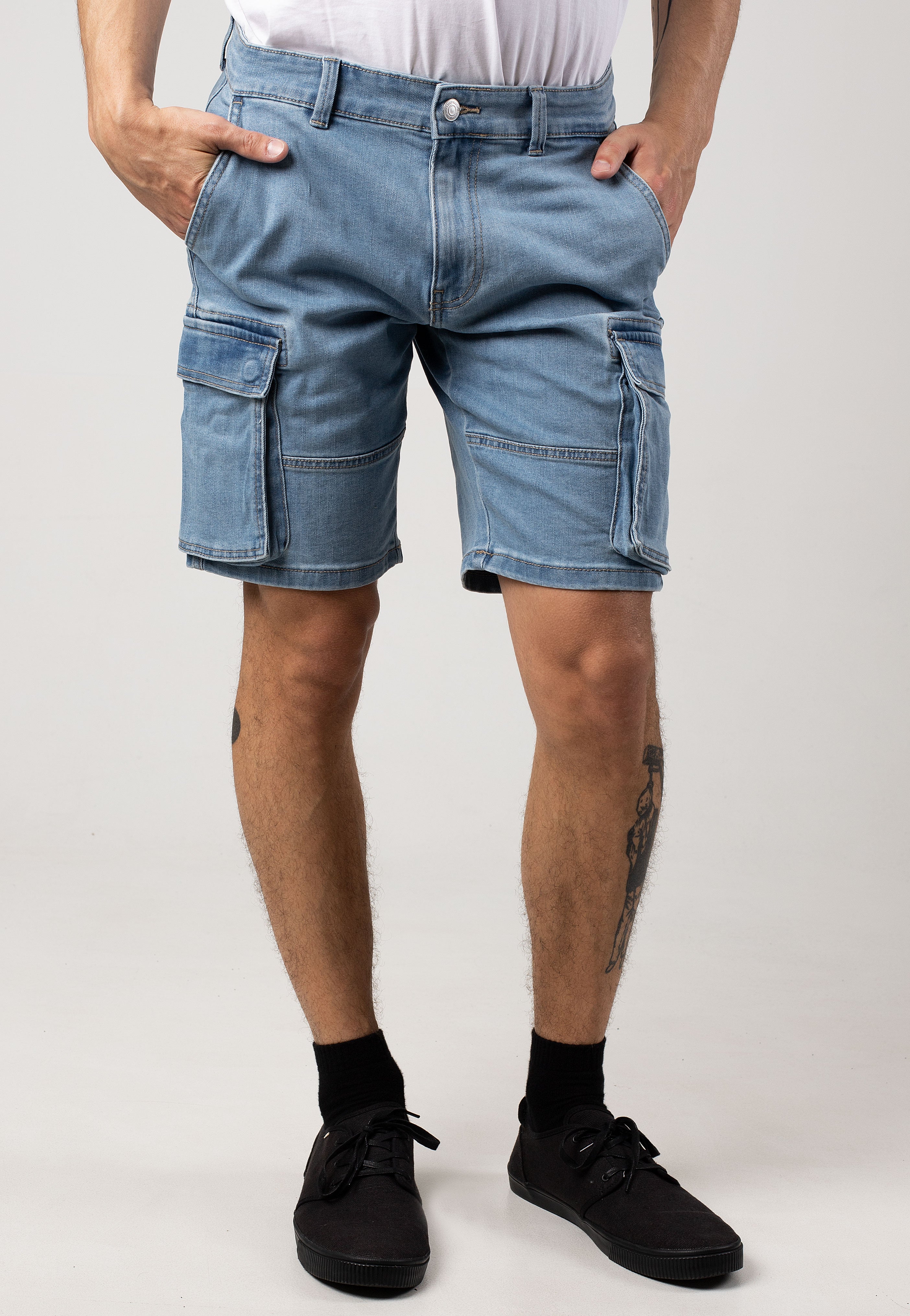 Only & Sons - Cam Stage Cargo Light Blue Denim - Shorts | Men-Image