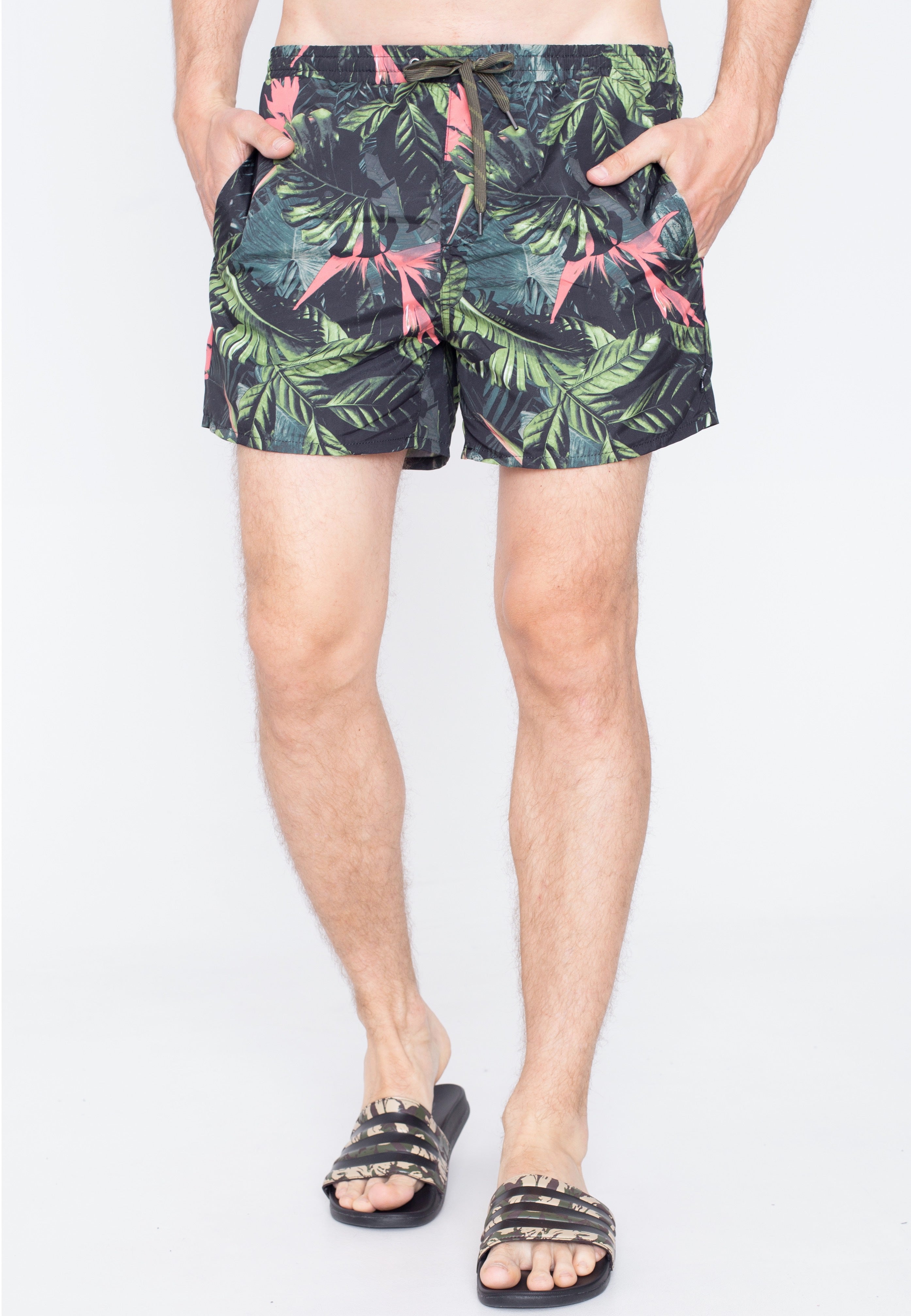 Only & Sons - Ted Swim Flora Olive Night - Board Shorts | Men-Image