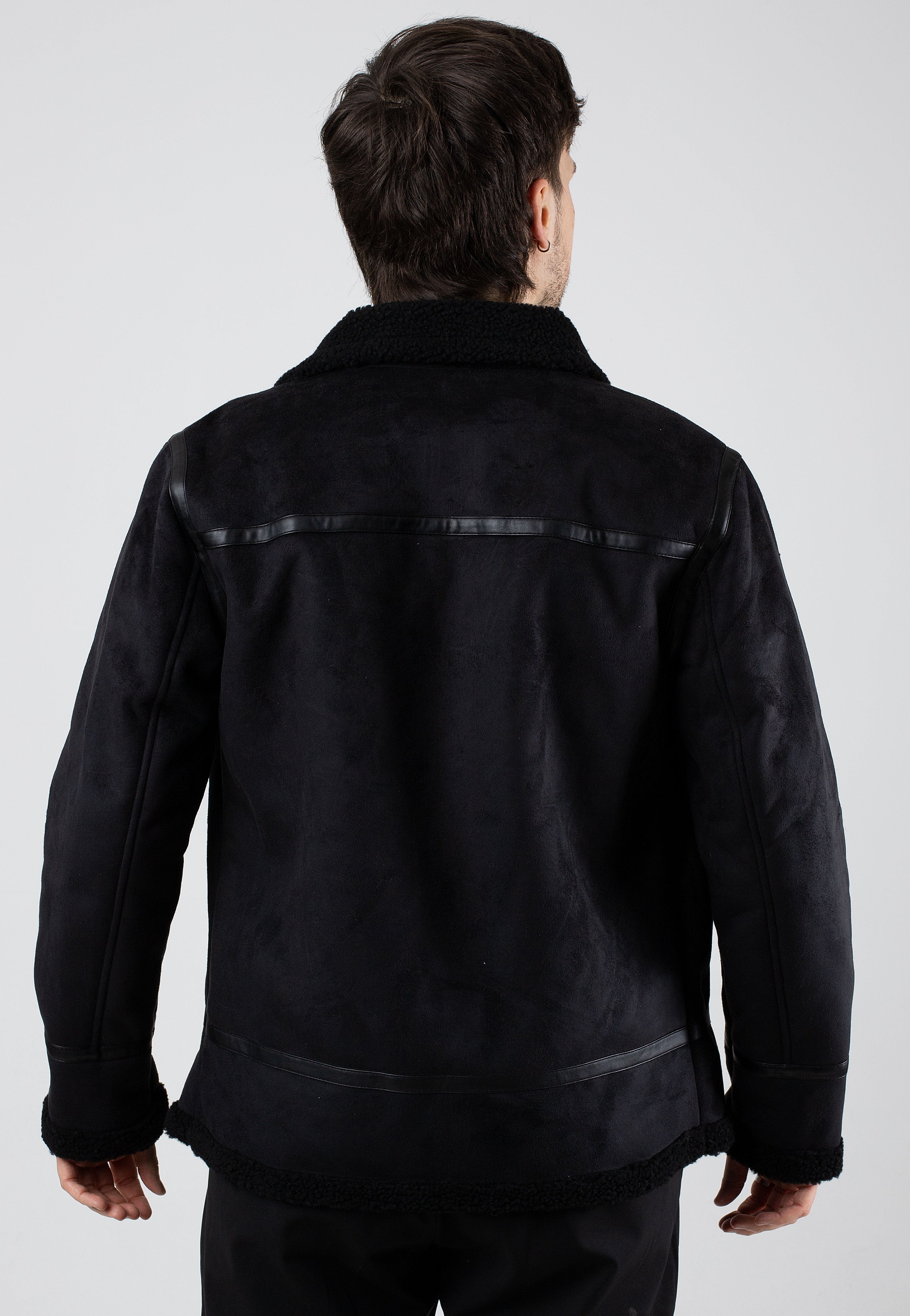 Only & Sons - Robyn Fake Suede Aviator Black - Jacket | Men-Image