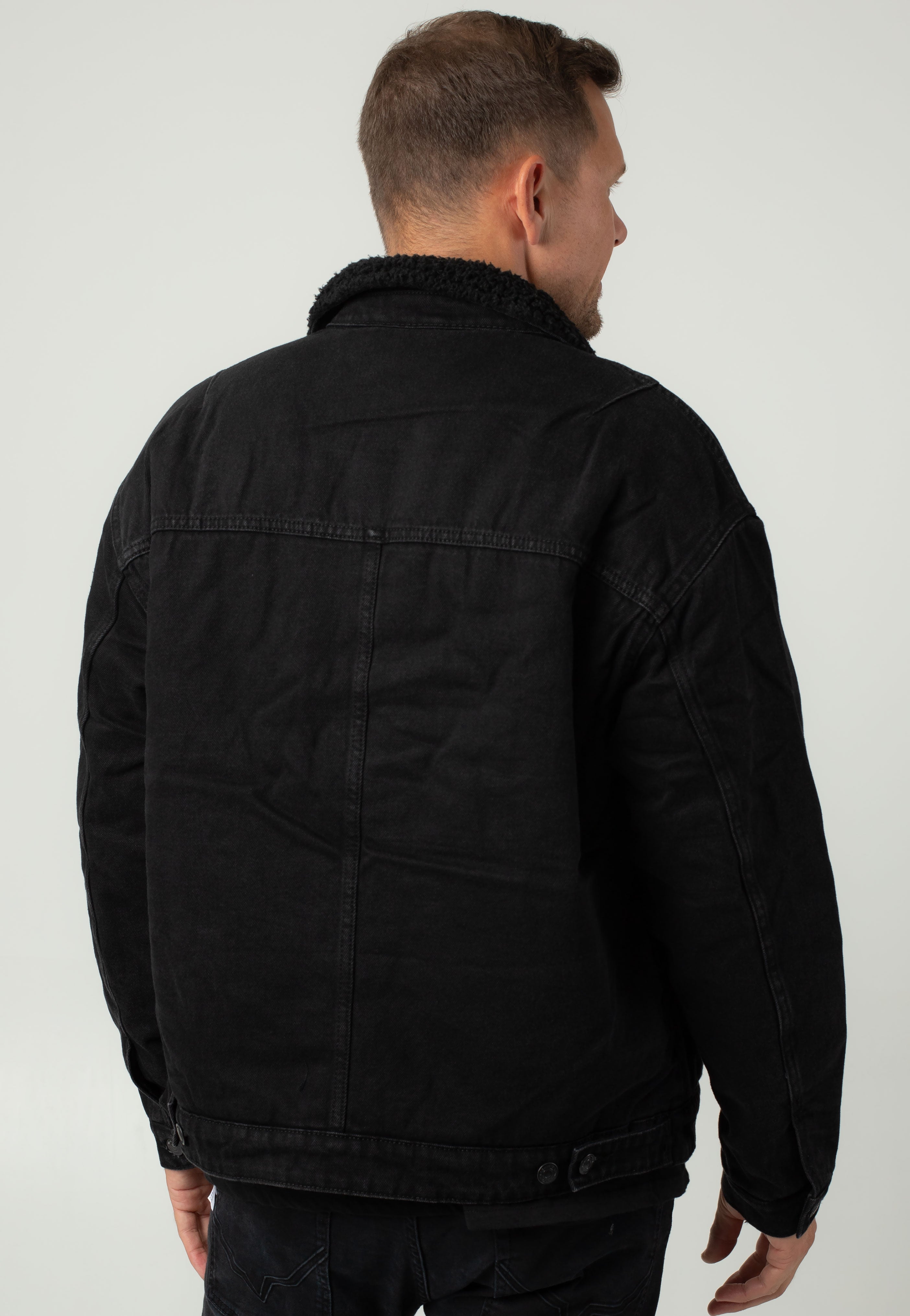 Only & Sons - Wilson Sherpa Black Denim - Jeans Jacket | Men-Image