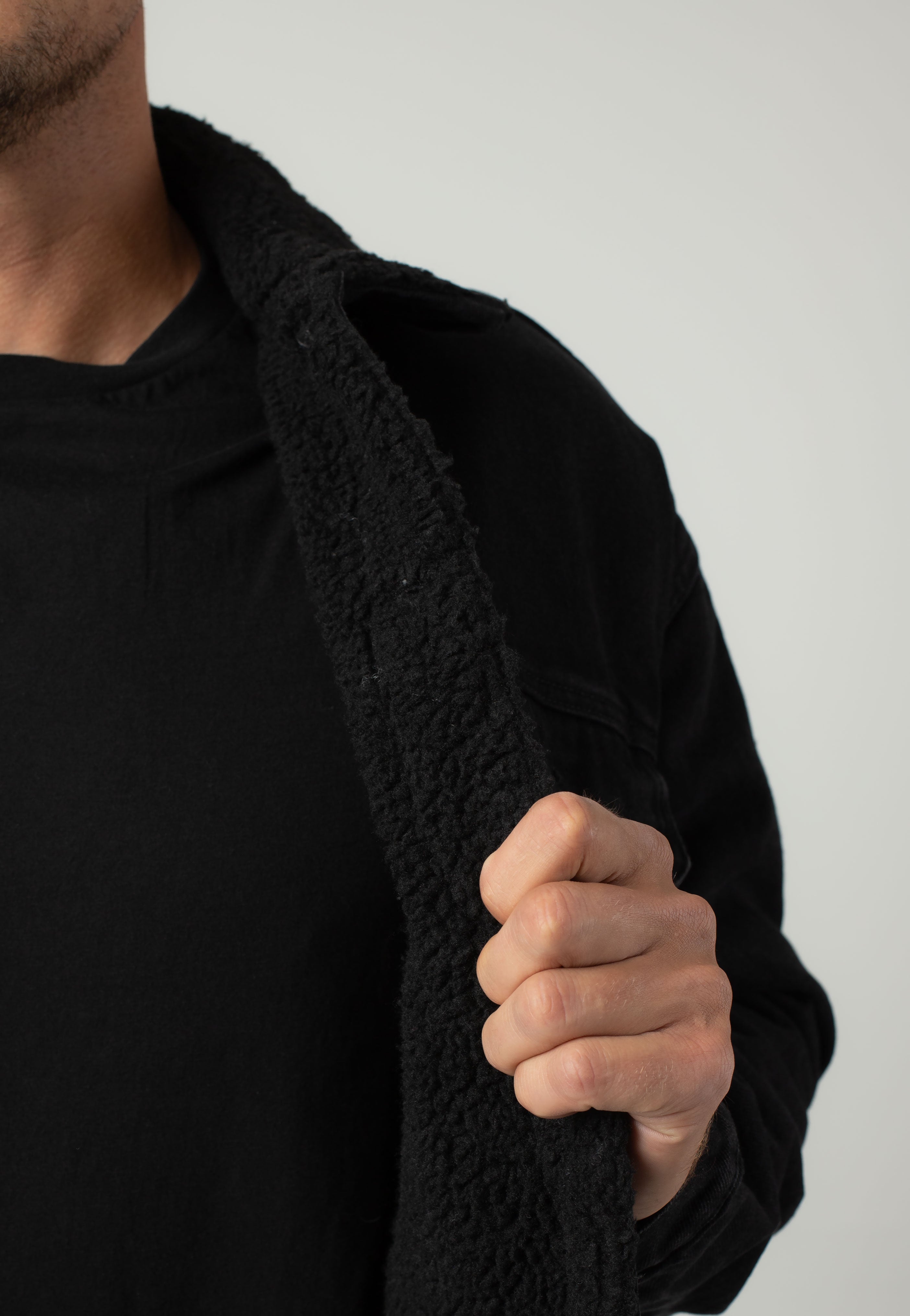 Only & Sons - Wilson Sherpa Black Denim - Jeans Jacket | Men-Image