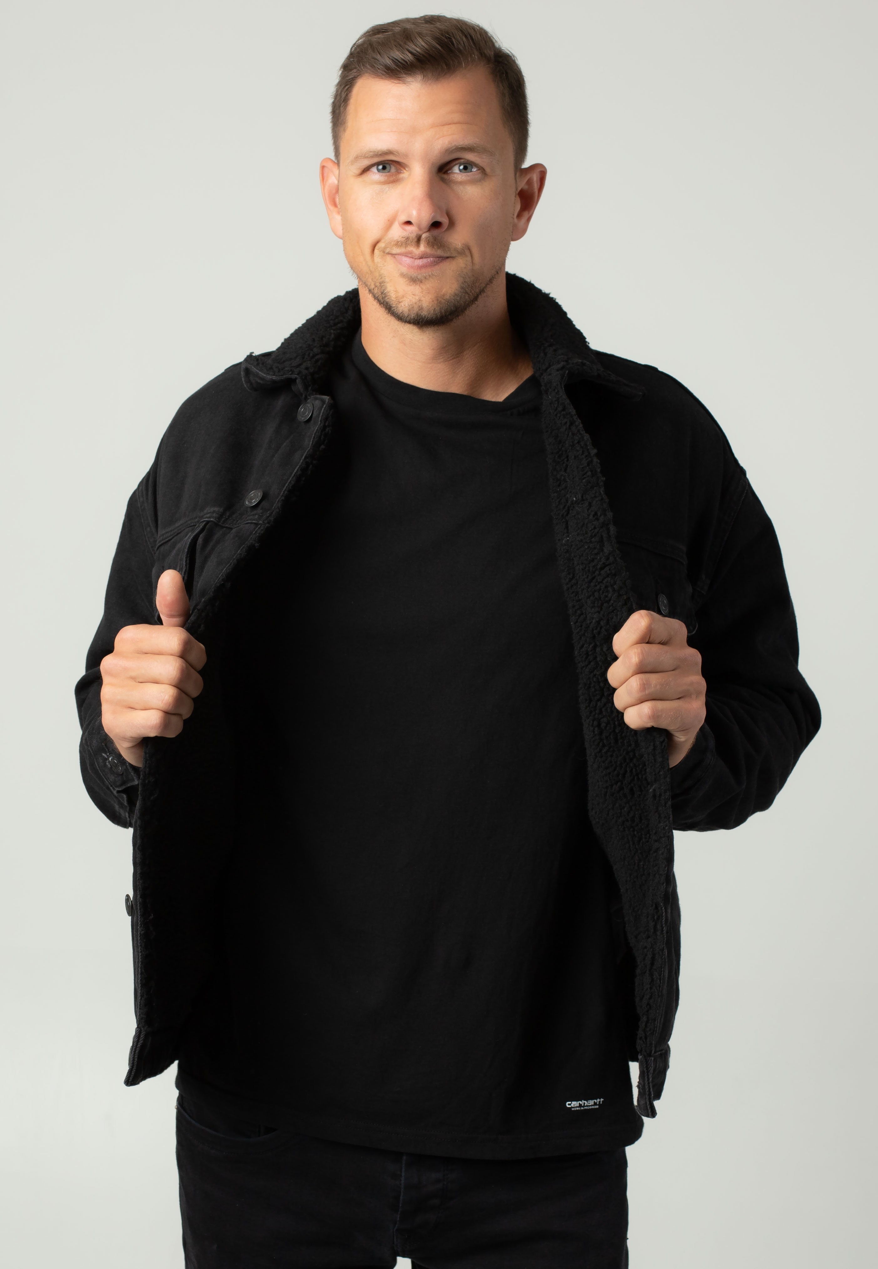 Only & Sons - Wilson Sherpa Black Denim - Jeans Jacket | Men-Image