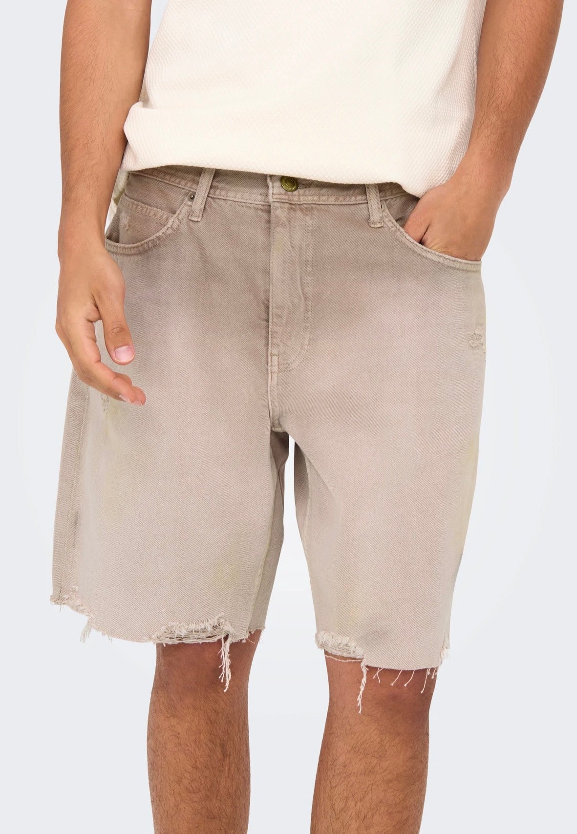 Only & Sons - Edge Light Blue Bleached Denim - Shorts | Men-Image