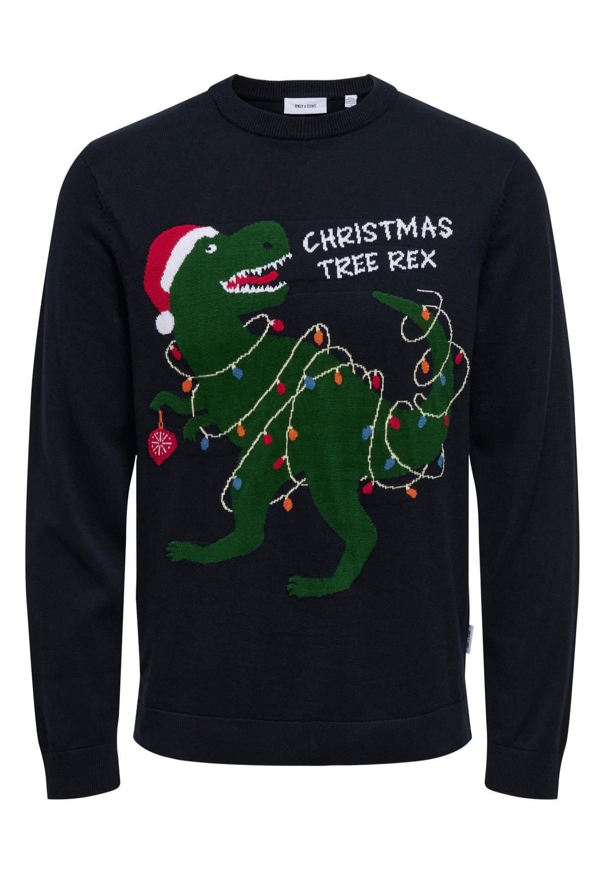 Only & Sons Xmas Reg 5 Placement Dark Navy T-Rex Pullover