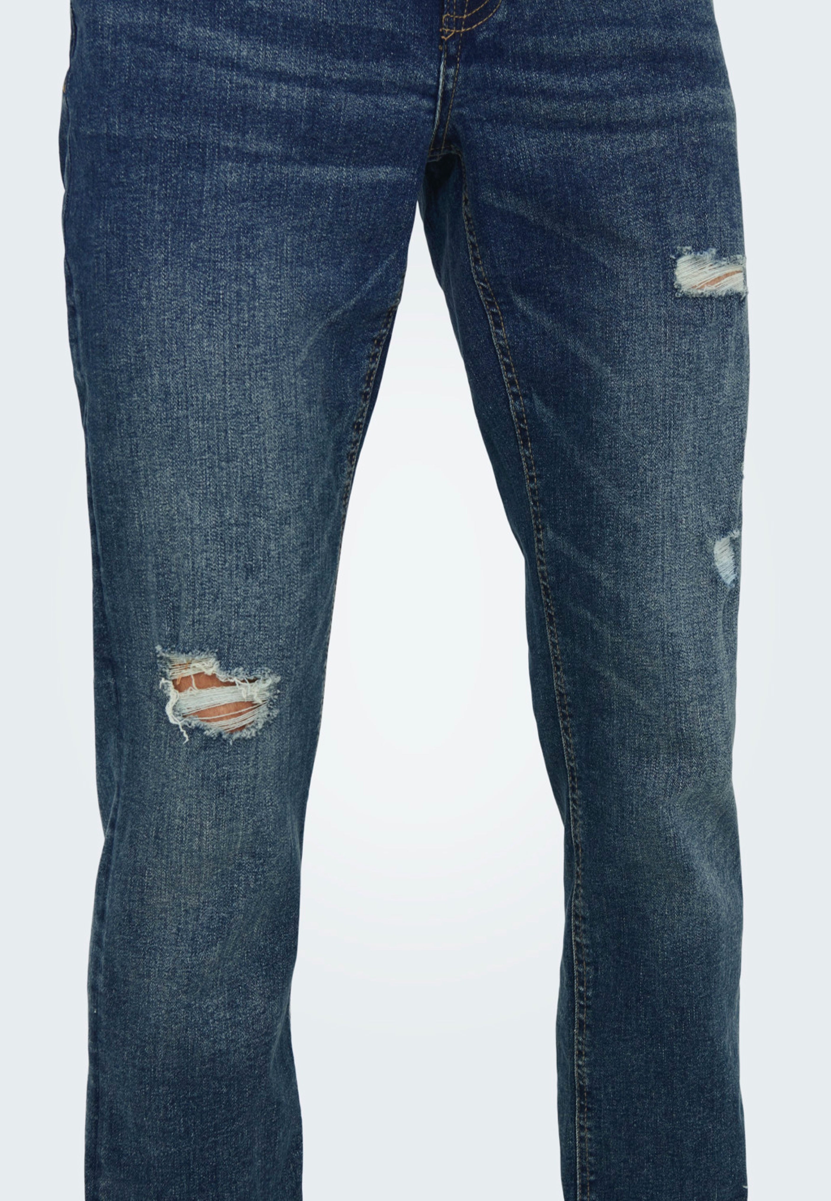 Only & Sons - Loom Slim Damage Blue Denim - Jeans | Men-Image