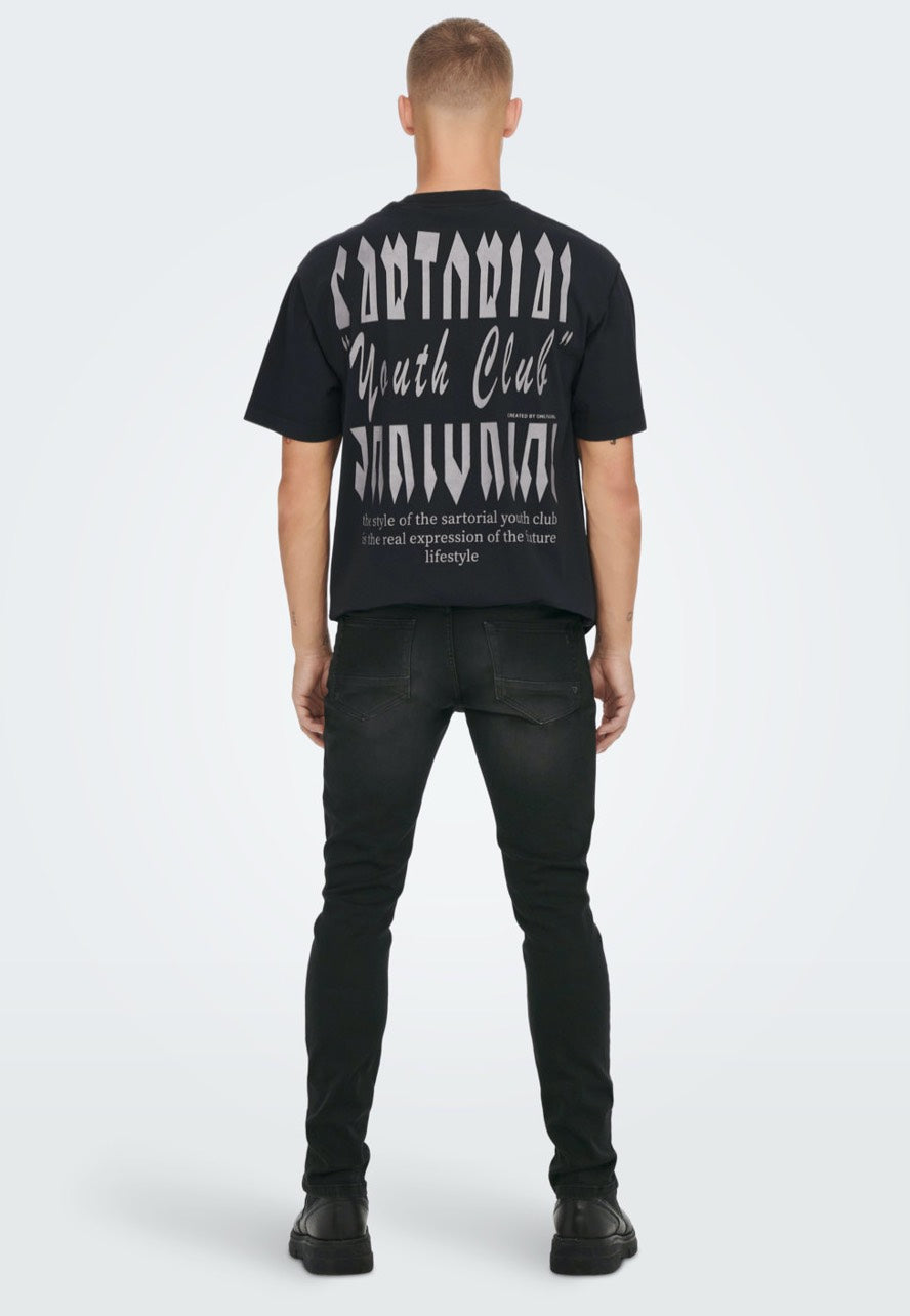 Only & Sons - Loom Slim Damage Black Denim - Jeans | Men-Image