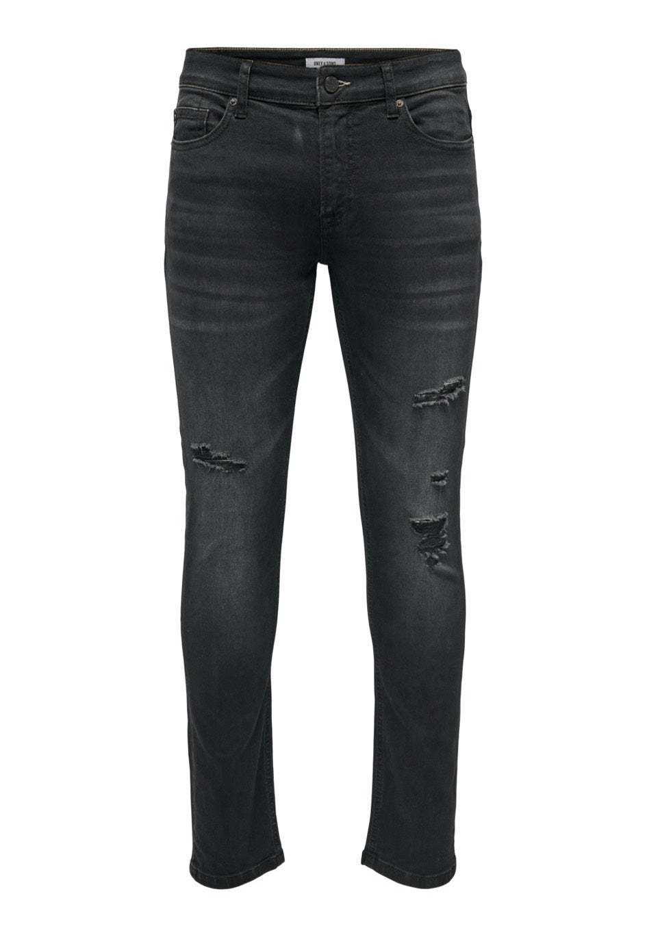 Only & Sons - Loom Slim Damage Black Denim - Jeans | Men-Image