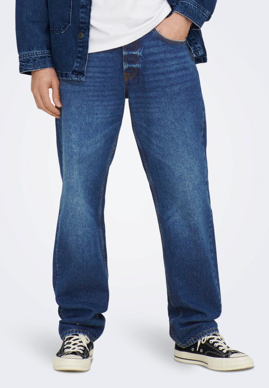 Only & Sons - Edge Loose Dark Blue Denim - Jeans | Men-Image