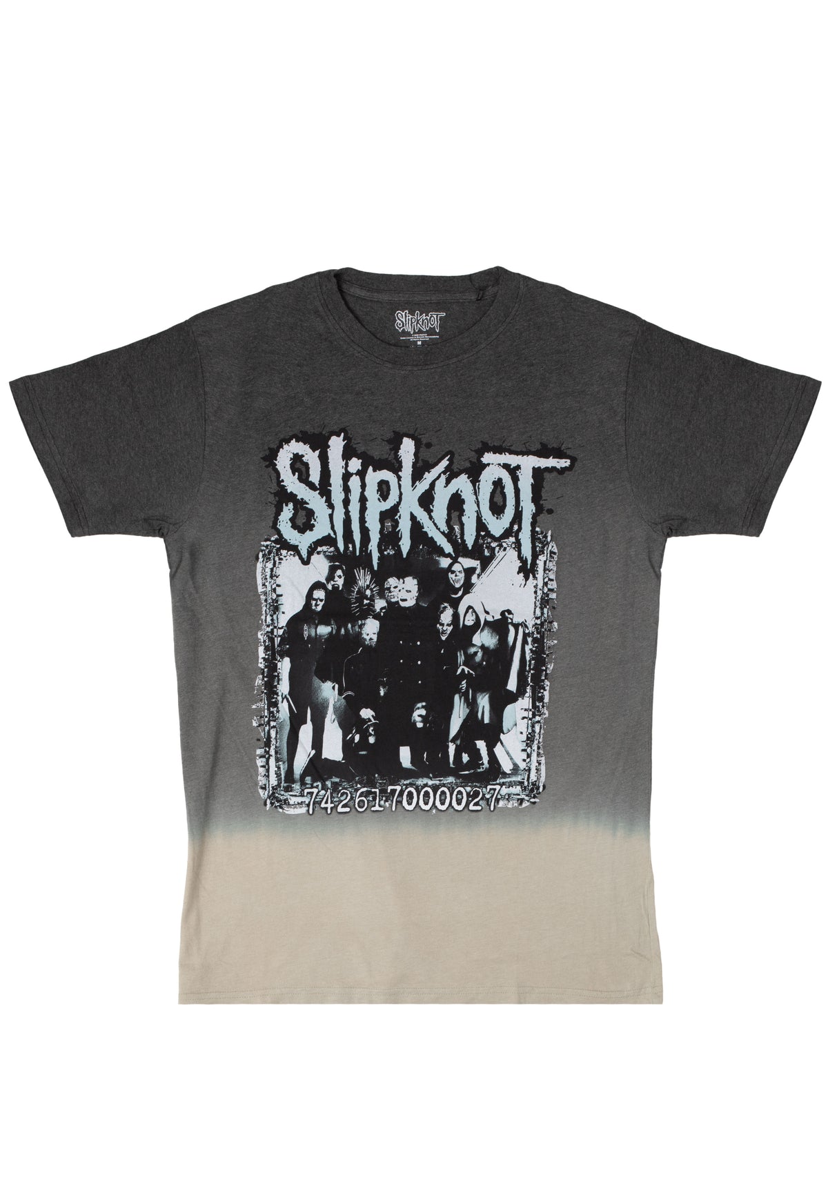 Slipknot Barcode Photo Dip-Dye Grey T-Shirt
