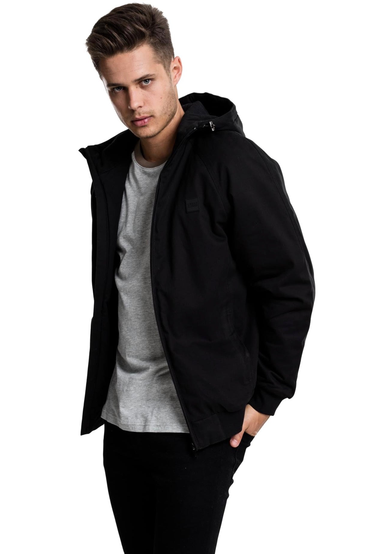 Urban Classics - Hooded Cotton Black - Jacket | Men-Image