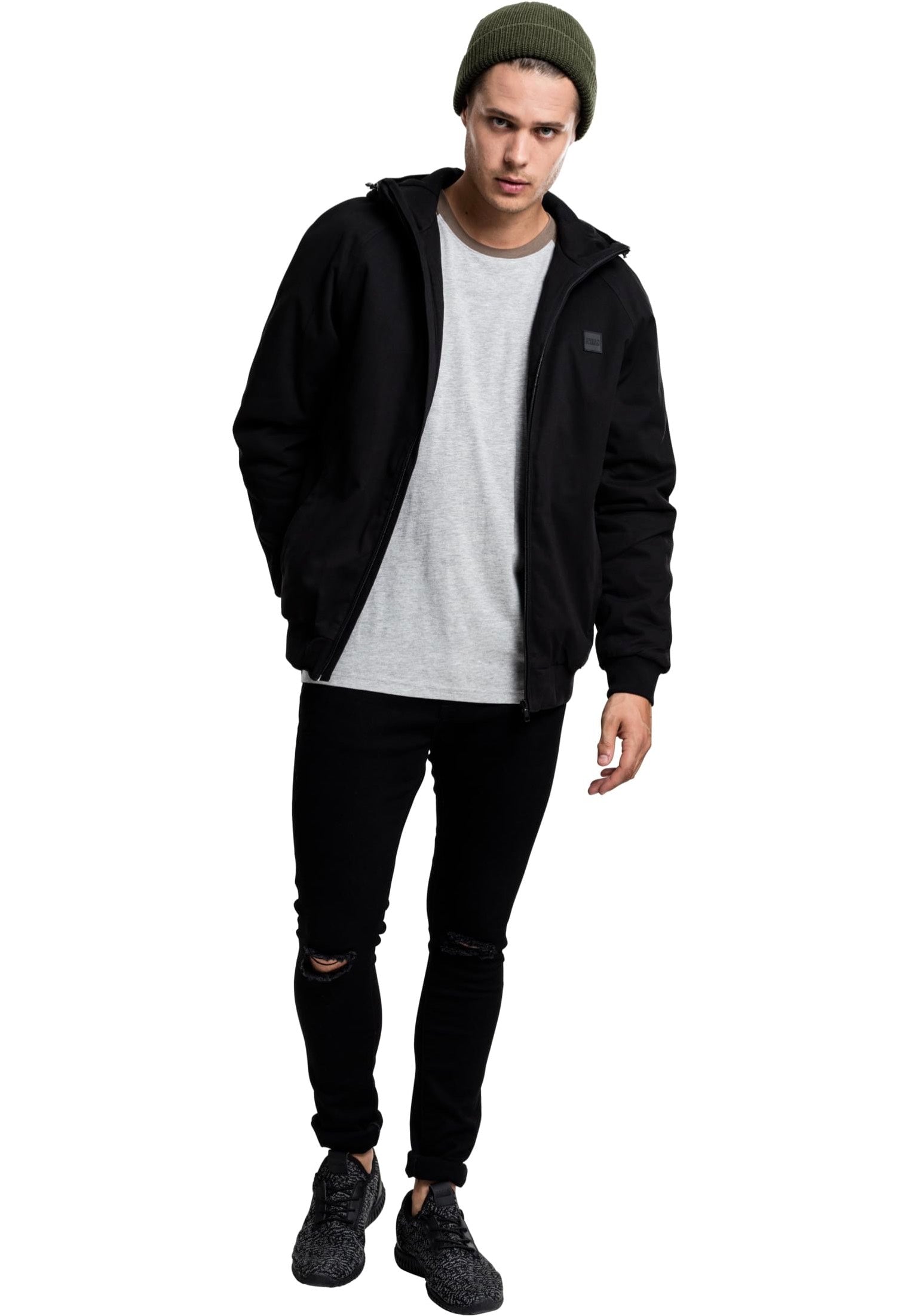 Urban Classics - Hooded Cotton Black - Jacket | Men-Image