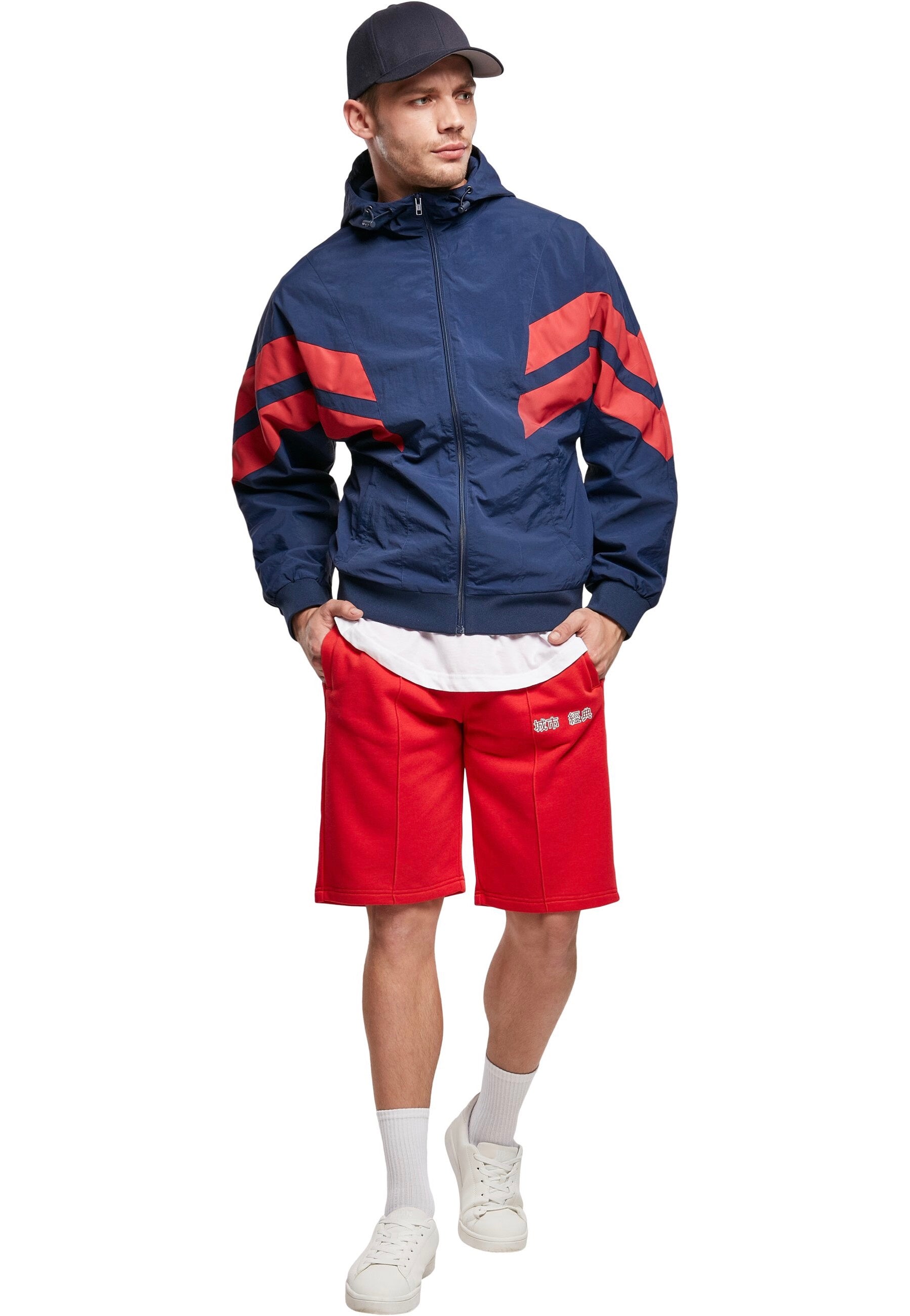 Urban Classics - Crinkle Panel Track Darkblue/Cityred - Track Jacket | Men-Image