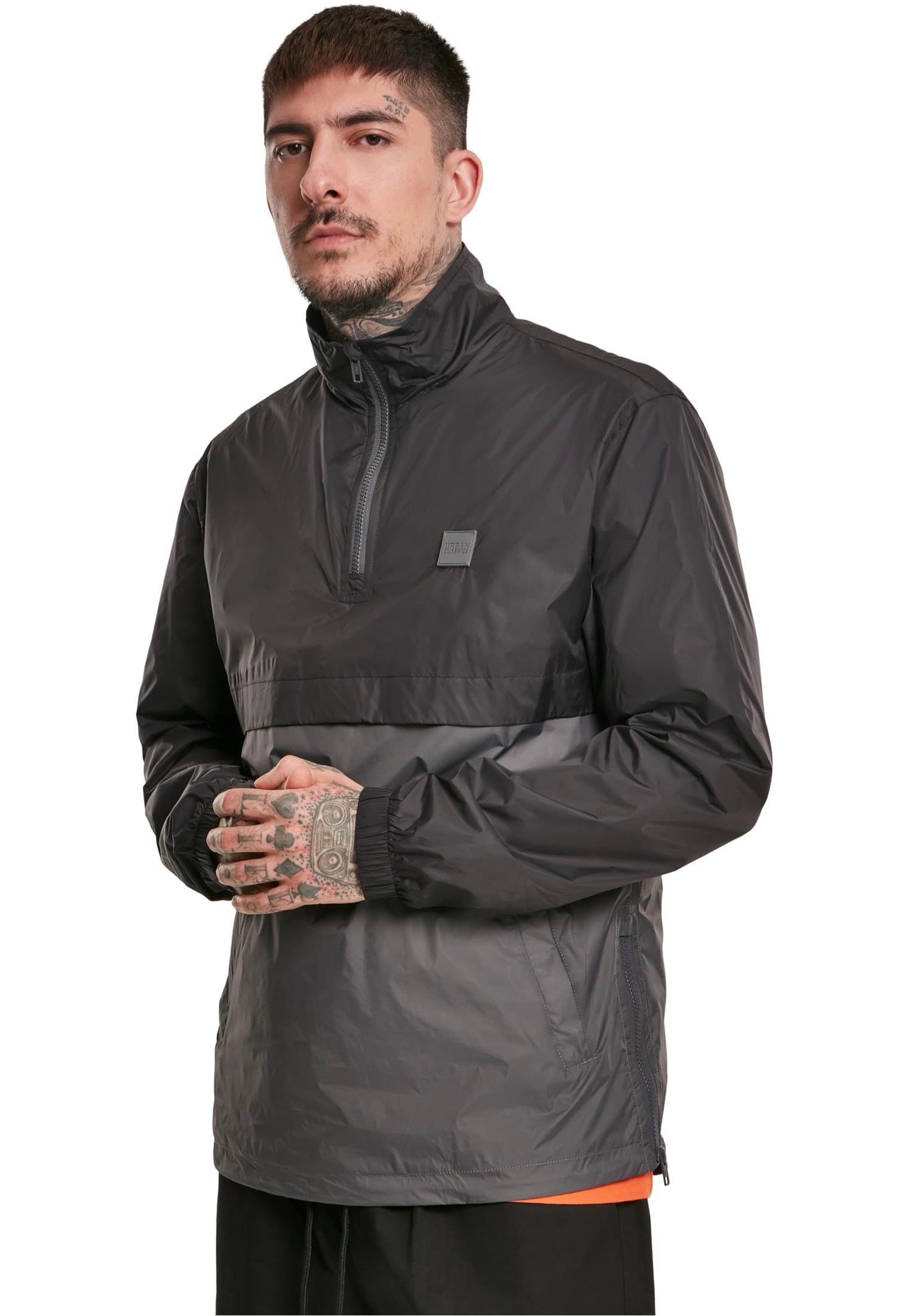 Urban Classics - Stand Up Collar Pull Over Black/Darkshadow - Windbreaker | Men-Image