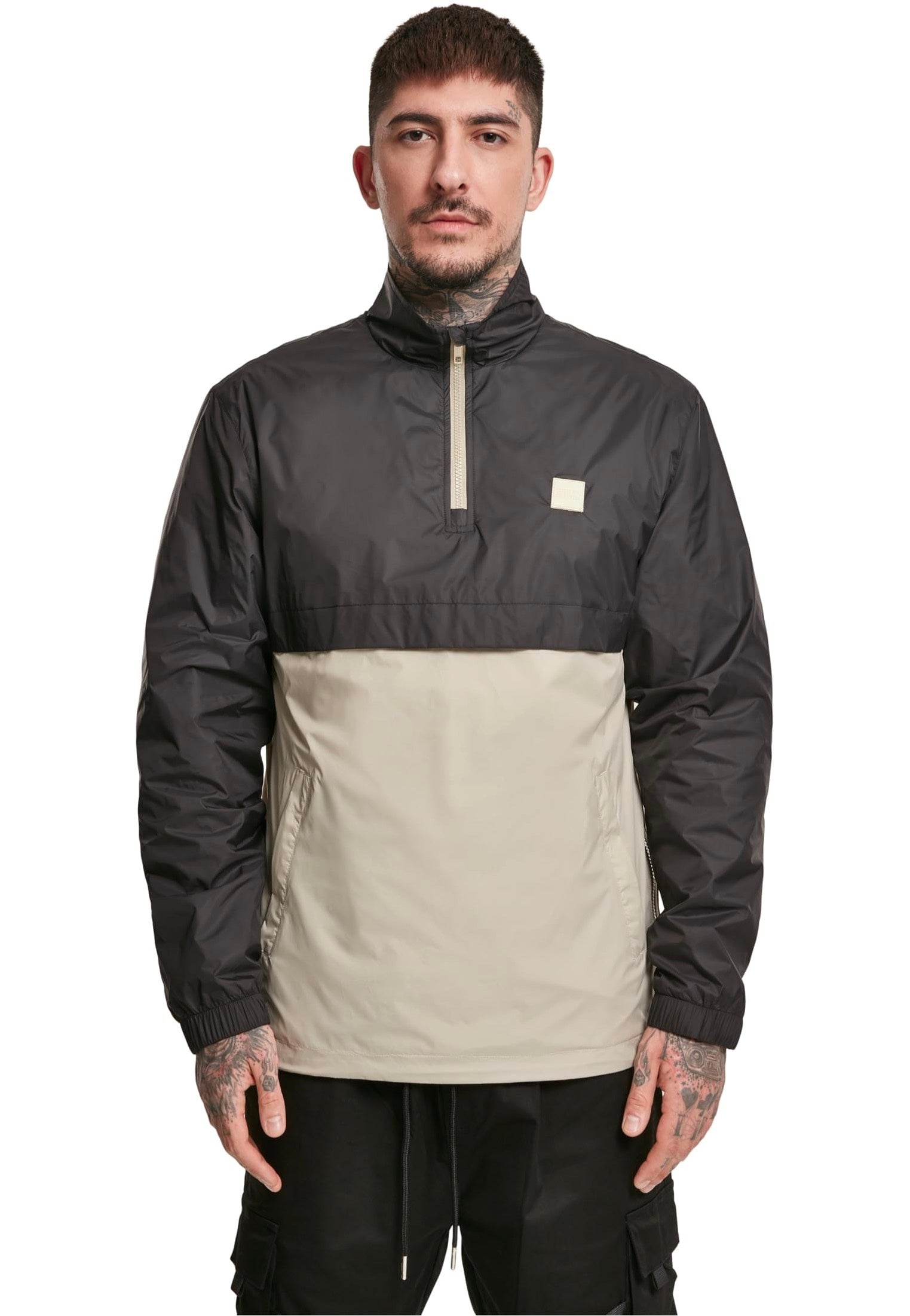 Urban Classics - Stand Up Collar Pull Over Black/Concrete - Windbreaker | Men-Image