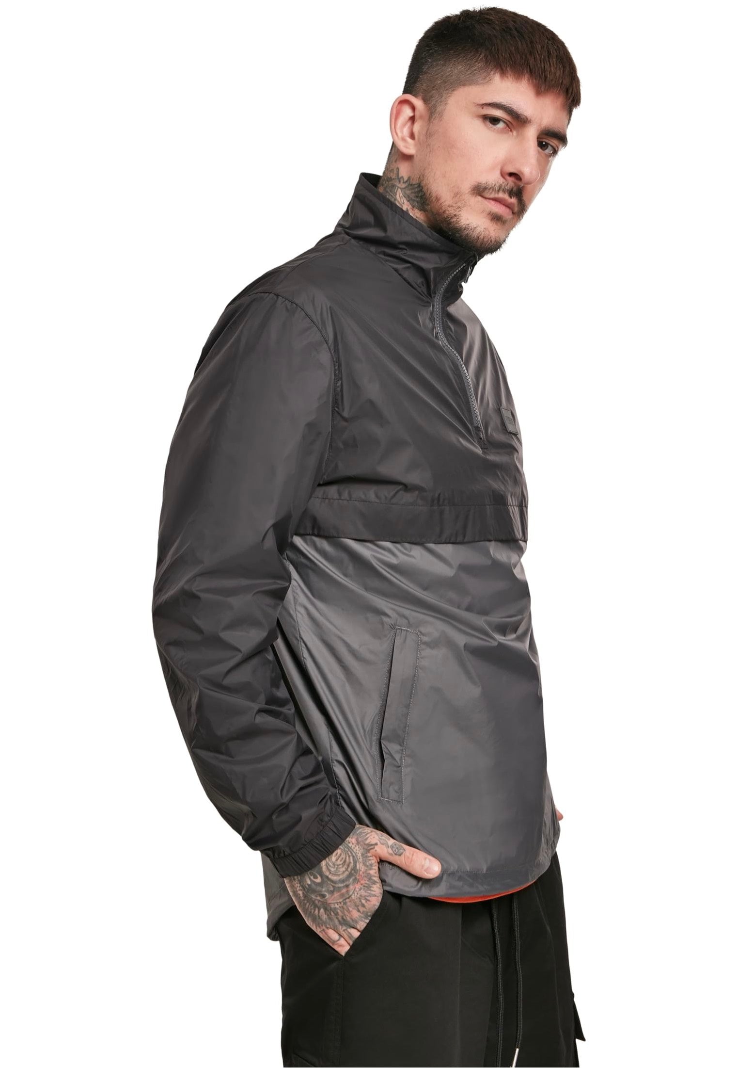 Urban Classics - Stand Up Collar Pull Over Black/Darkshadow - Windbreaker | Men-Image