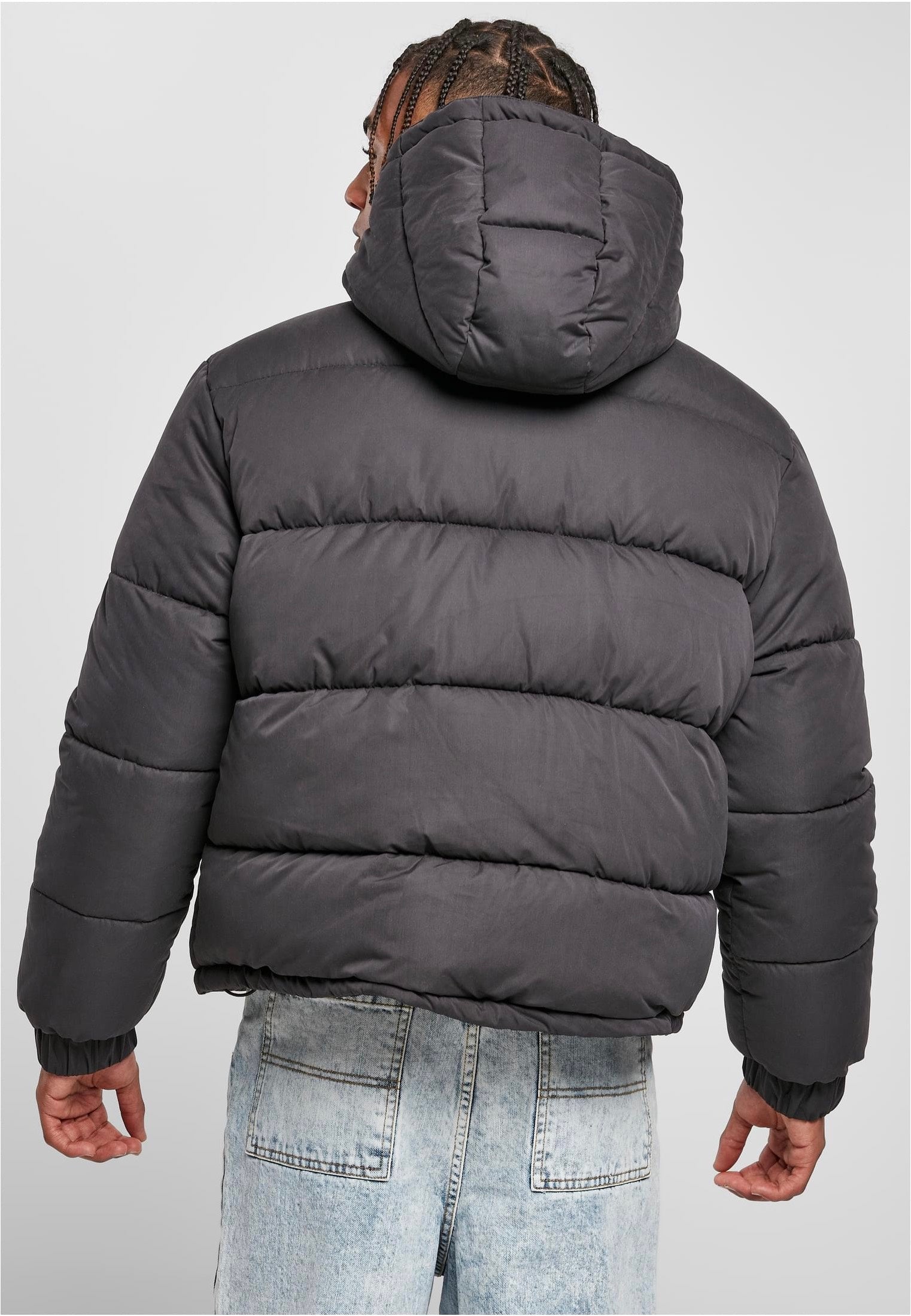 Urban Classics - Hooded Cropped Pull Over Down Black - Jacket | Men-Image