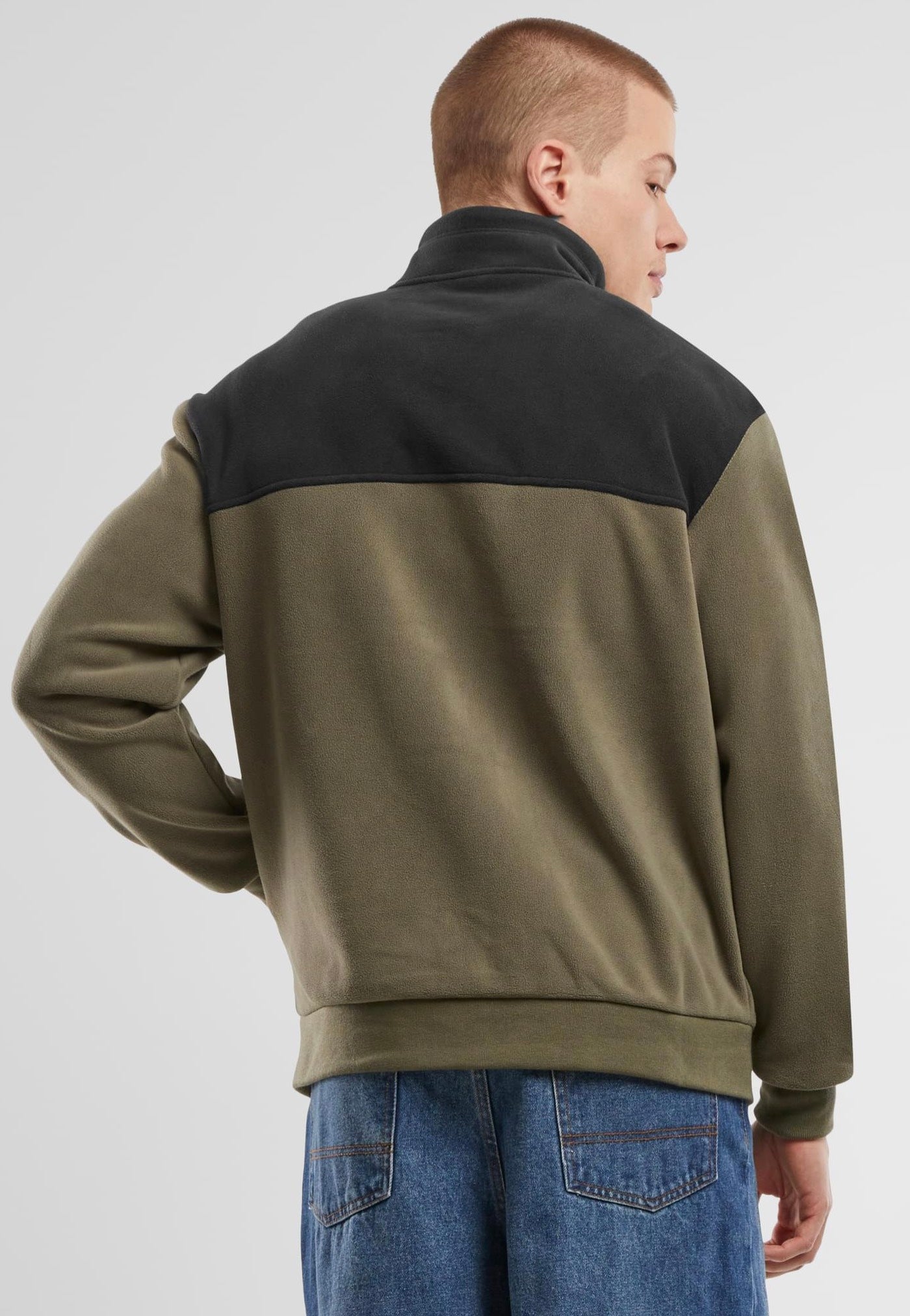 Urban Classics - Colour Block Polar Fleece Black/Olive - Jacket | Men-Image