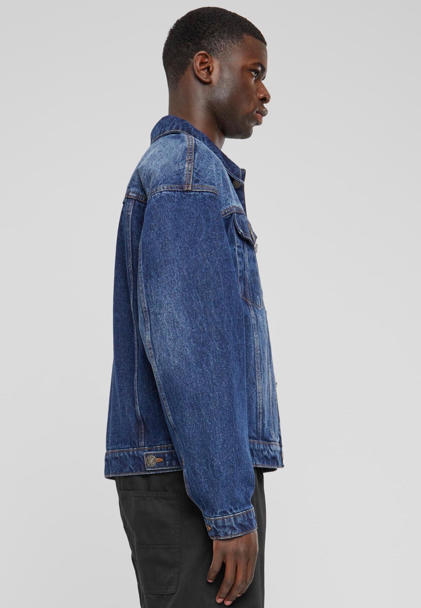 Urban Classics Heavy Ounce Boxy Denim New Mid Blue Washed Jeansjacke