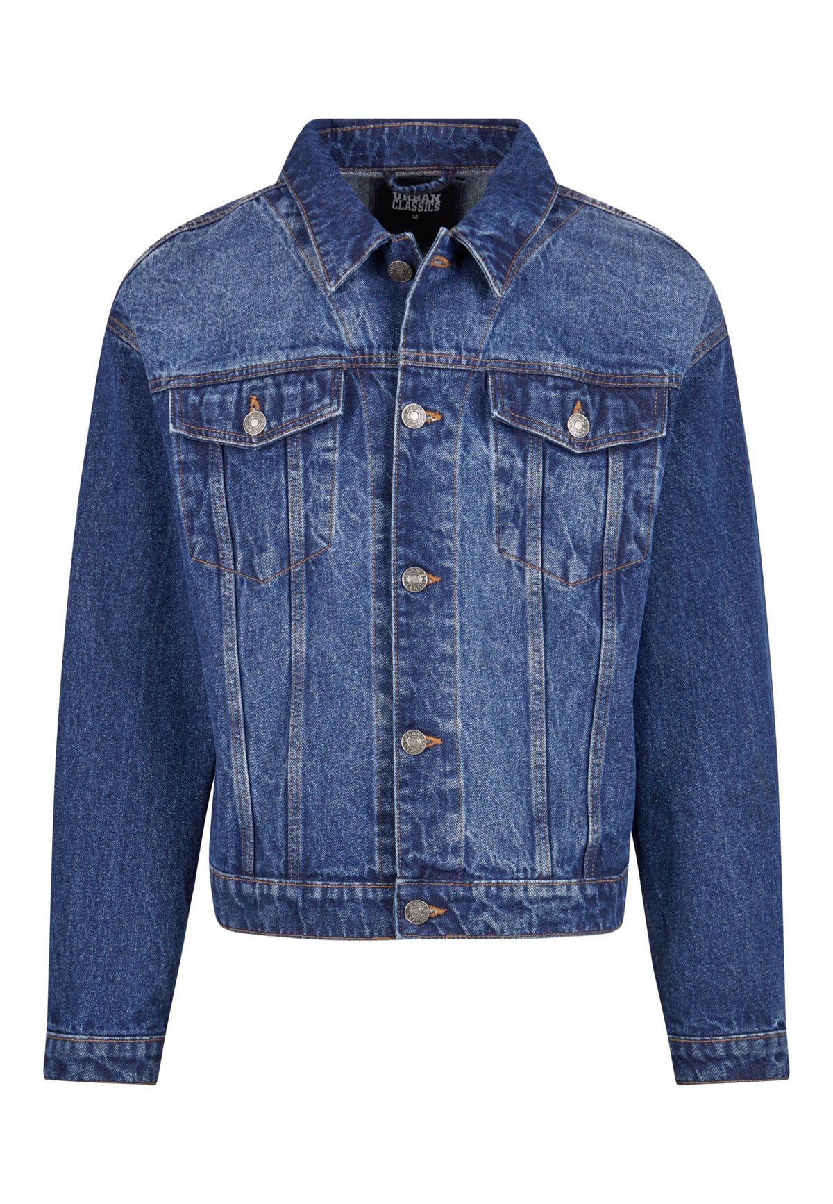 Urban Classics Heavy Ounce Boxy Denim New Mid Blue Washed Jeansjacke